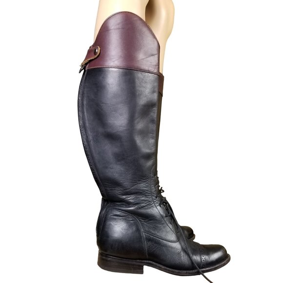 La Mundial vintage tonal partial lace up leather riding boots size 9 - Picture 1 of 15